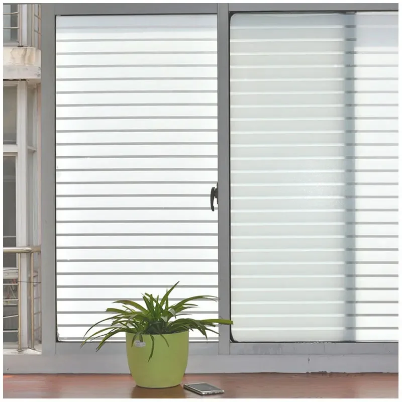 2/3/5 Meter Frosted Window Film For Window Privacy Adhesive Glass Sticker With Glue White Wide Stripes Bathroom Bedroom - Image 2