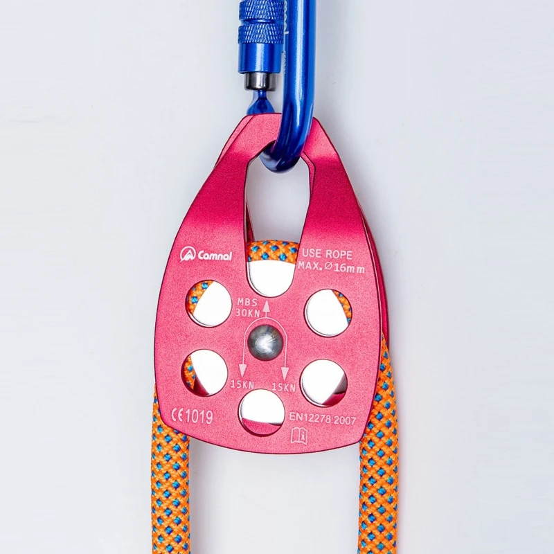 30KN Climbing Rope Pulley Certificated Climbing Rescuing Mountaineering Rigging Swing Sheave Rescue Work at Heights Pulley 3