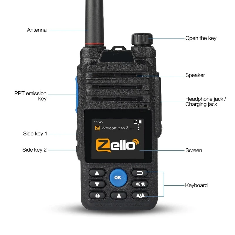 Free Earphones Zello Walkie Talkie 4G Long Range Amateur Mobile