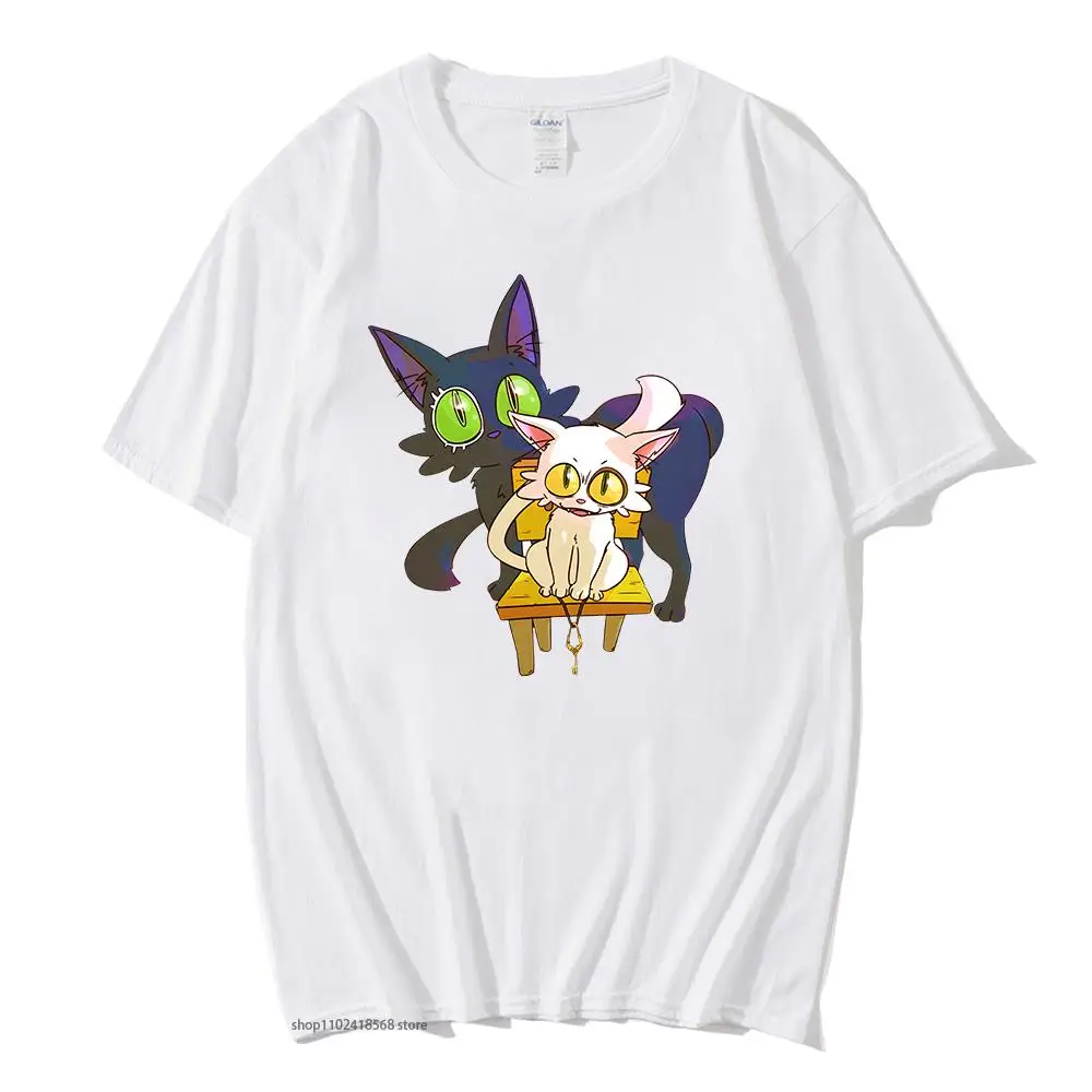 

Cute Daijin ; Black Cat Graphic Shirt Cartoon Suzume No Tojimari T-Shirts Men Women Clothes Cute Anime Tops Summer 100% Cotton