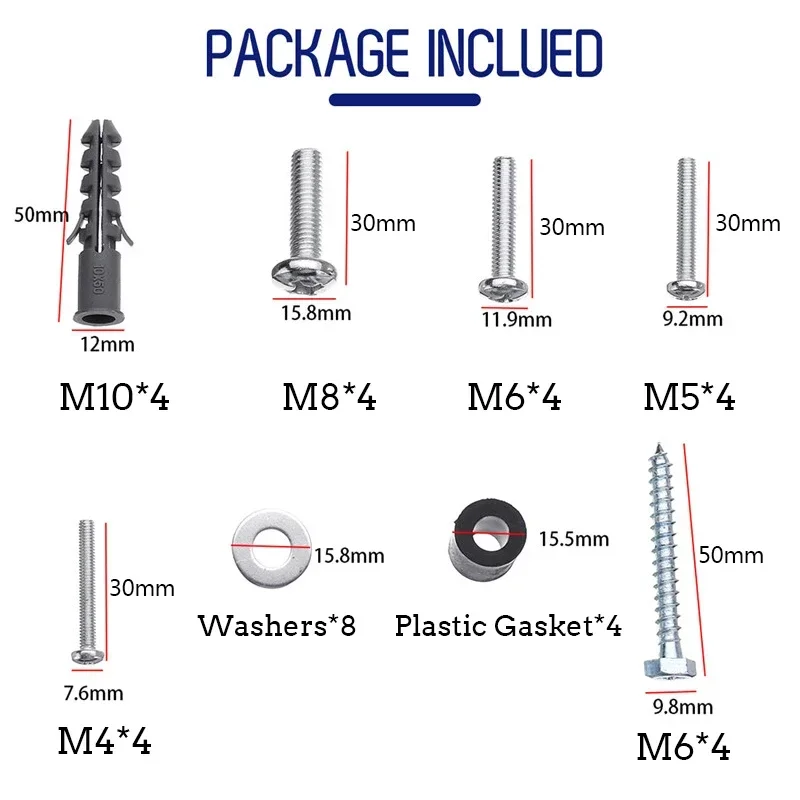 Hot TV Mount Hardware Kit Universal VESA Wall Mount Screw Washer Spacer Pack (M4 M5 M6 M8 M10) for TV and Monitor Mounting