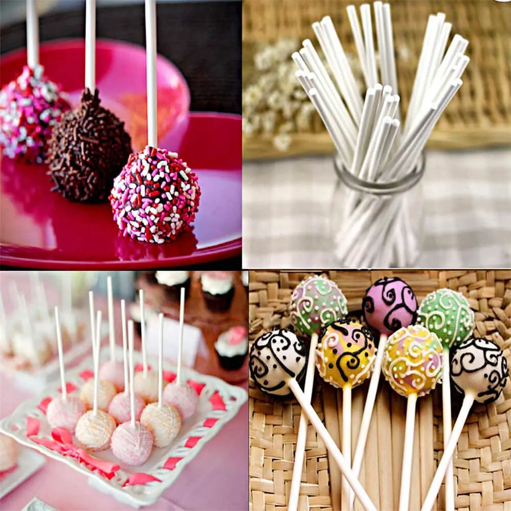 50/100Pcs/set Plastic Lollipop Stick Safe White Cake Pop Sucker Sticks For Chocolate Sugar Candy Lollypop DIY Mold Bakeware Tool