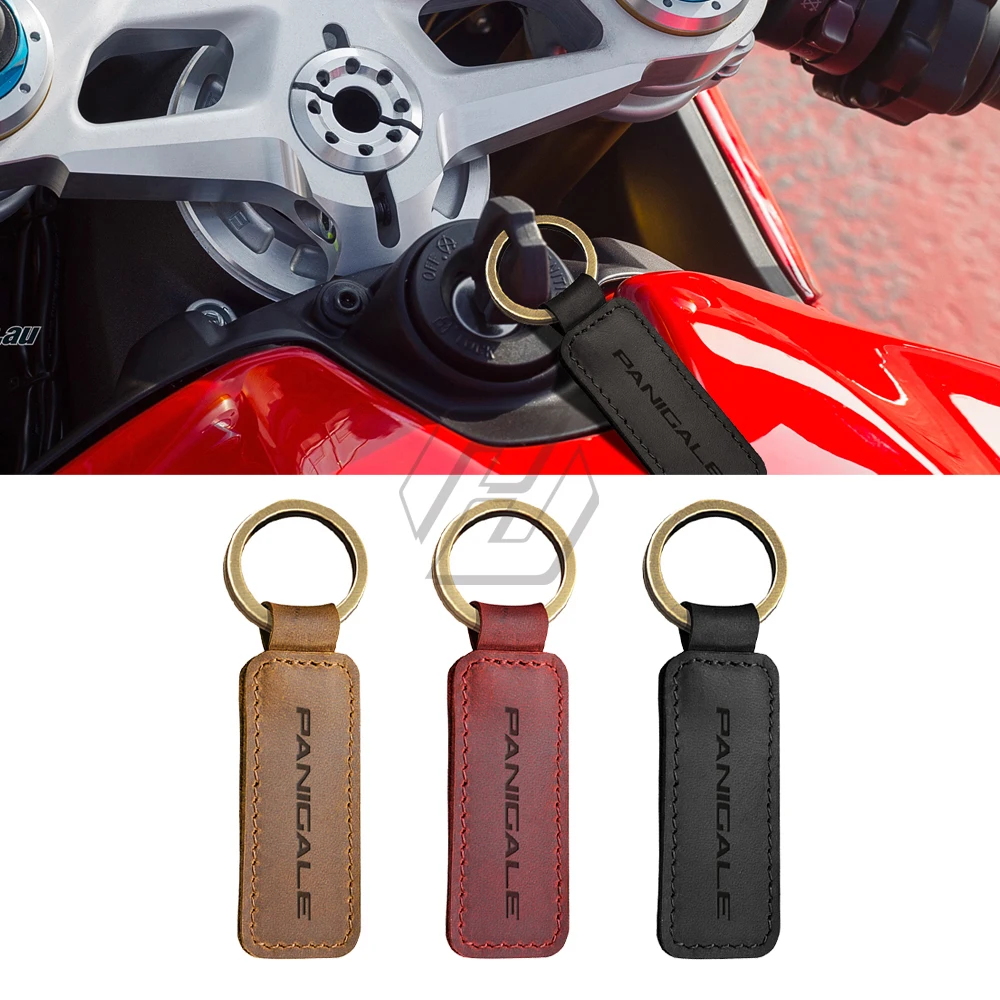 

Cowhide motorcycle keychain key ring For Ducati 899 959 1099 1199 1299 Panigale V4 Motorcycle Accessories
