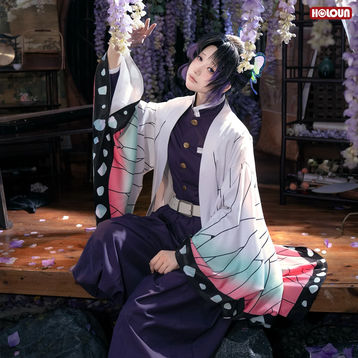 胡蝶しのぶコスプレまとめ売り　ウィッグ、羽織、脚絆、髪飾り 新品未開封 定価7 970円 XLサイズ 鬼滅の刃 胡蝶しのぶ ウィッグ