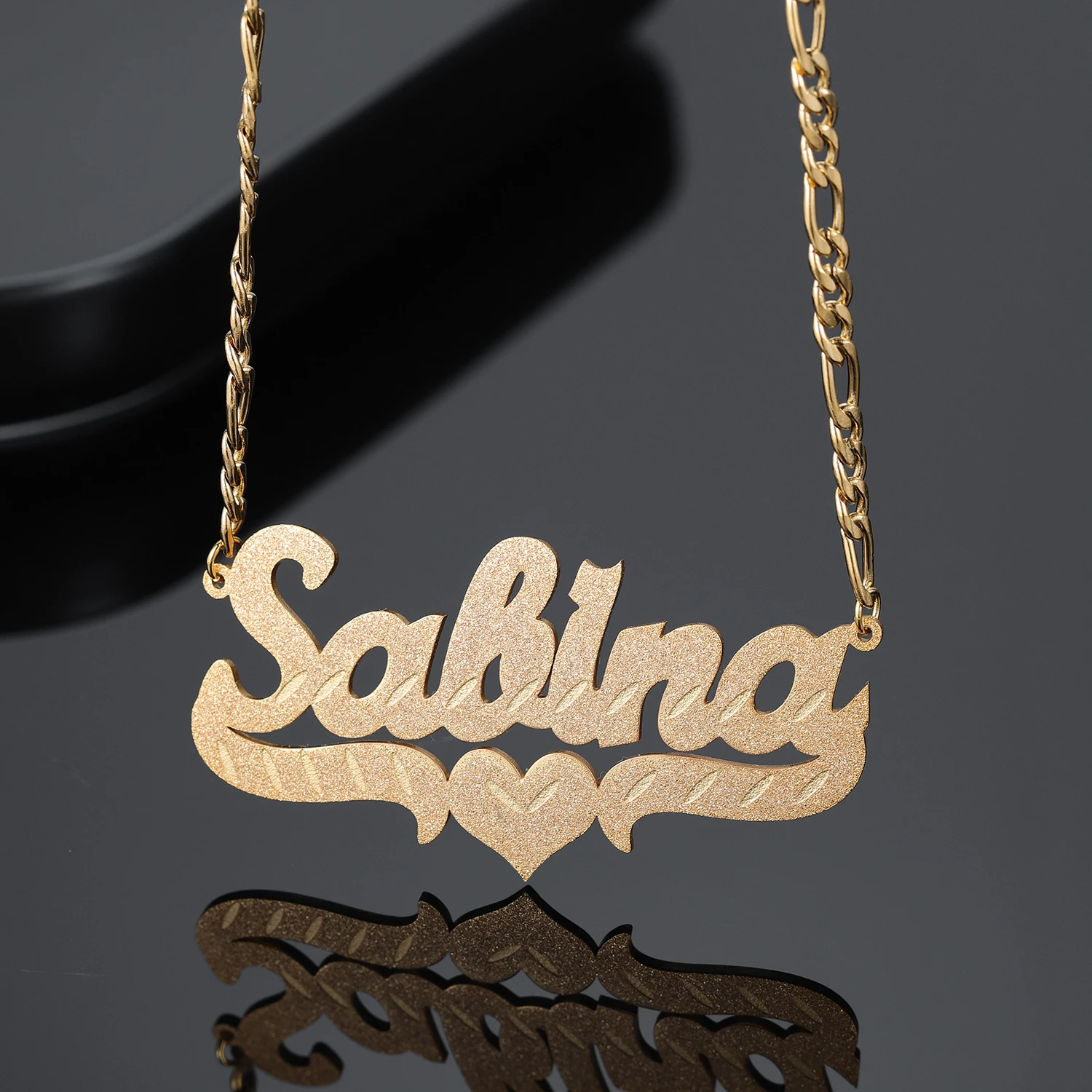 Personalized Diamond Cut Name Necklace For Women Custom Gold Plated