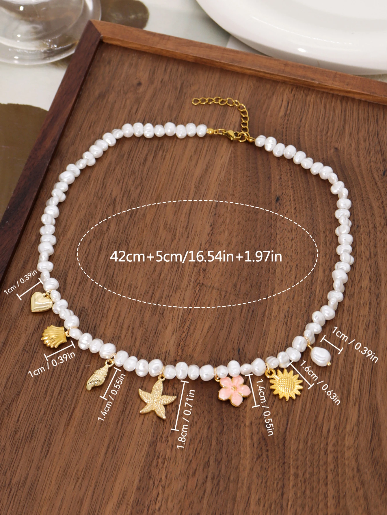 Charm Sweet Sea Star Conch Flower Multi Pendant Womens Necklace