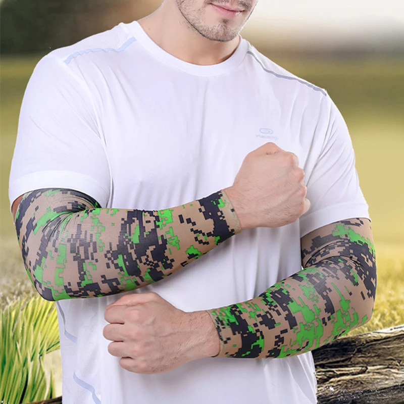 1Pair Unisex Cooling Arm Sleeves Elbow Cover Cycling Running Fishing UV Sun Protection Outdoor Women Cool Arm Sleeves Sportswear