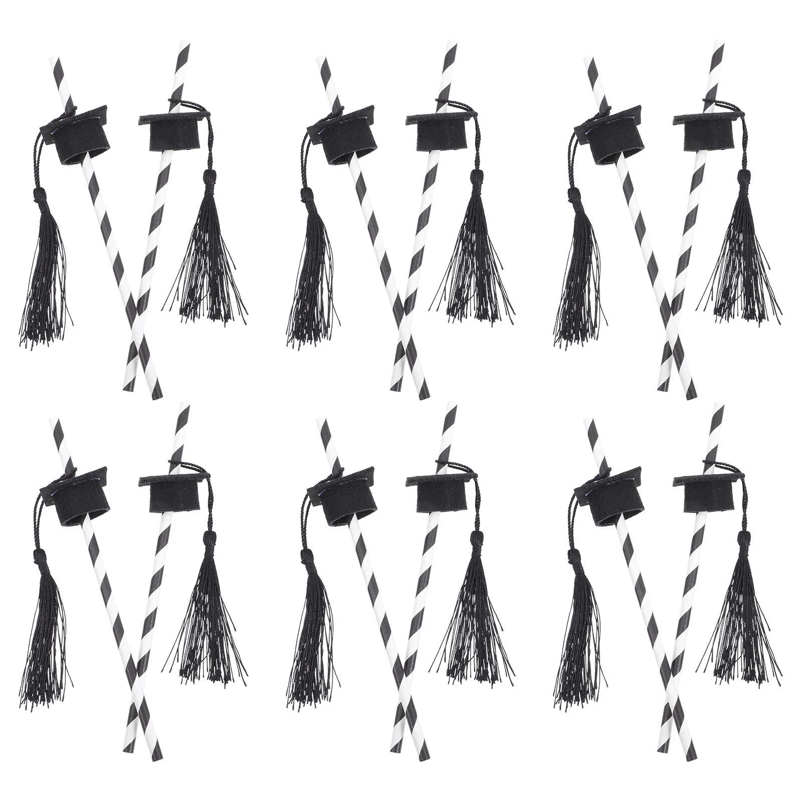 12 Pcs Straws Decor Party Drinks Non Woven for Drinking Red Heart Confetti Long Graduation