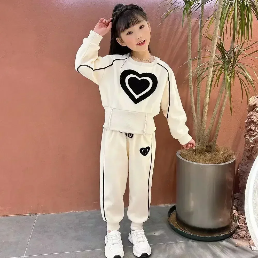 New Spring Autumn Girls Clothing Sets Kids Casual Sweatshirt+
