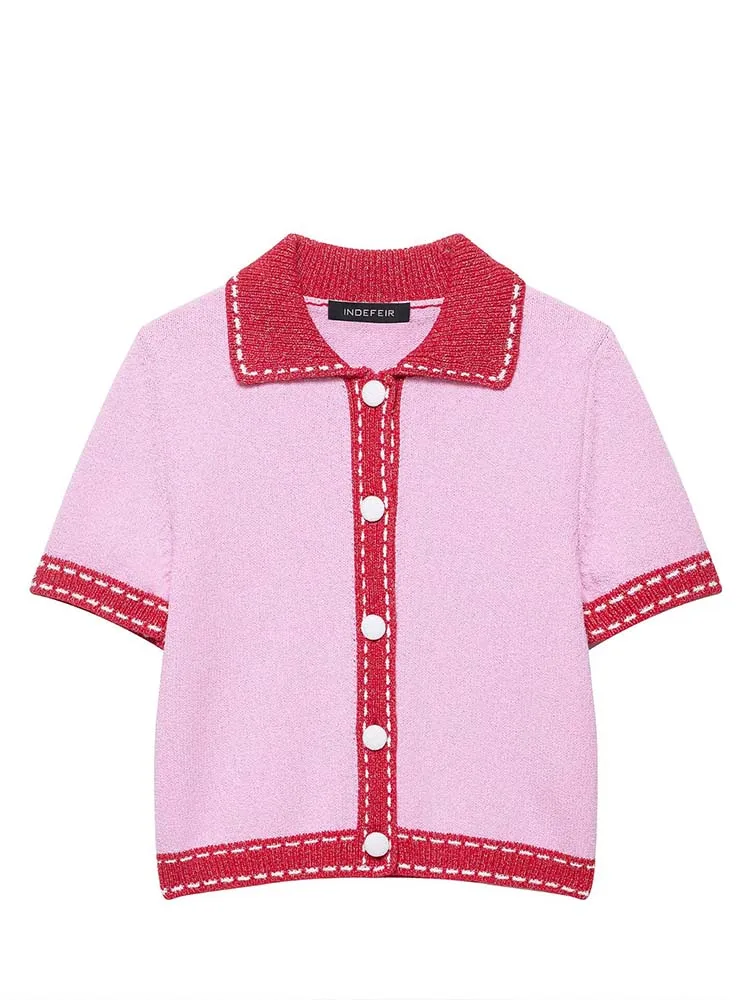 Chic Elegant Cardigans Women 2025 New Fashion Short Sleeve Sweater Knitted Coat Casual Knitwear Top