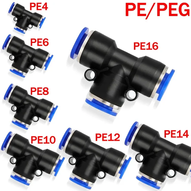 10PCS PE/PEG Plastic Quick Connector - 4-12mm Push In Fitting for Air Hose & Tube, Industrial & Home Pneumatic Systems​ 1