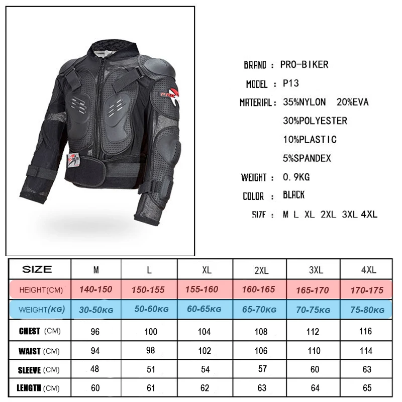 Pro Biker Motorcycle Jacket Full Body Motorcycle Armor Motocross Racing Protective Gear Motorcycle Protection Accessories images - 6