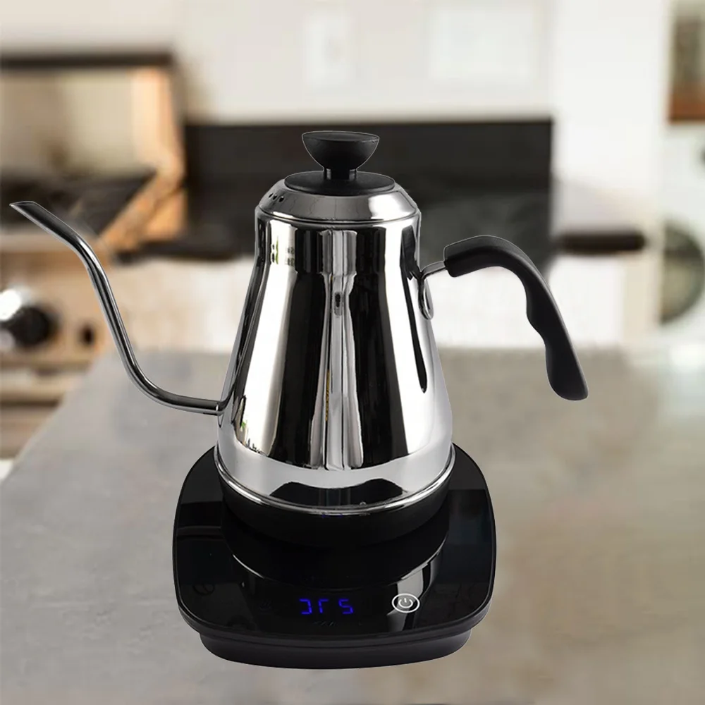 600ML Stainless Steel Temperature Control Electric Pour-Over Gooseneck  Kettle with Digital Panel - AliExpress