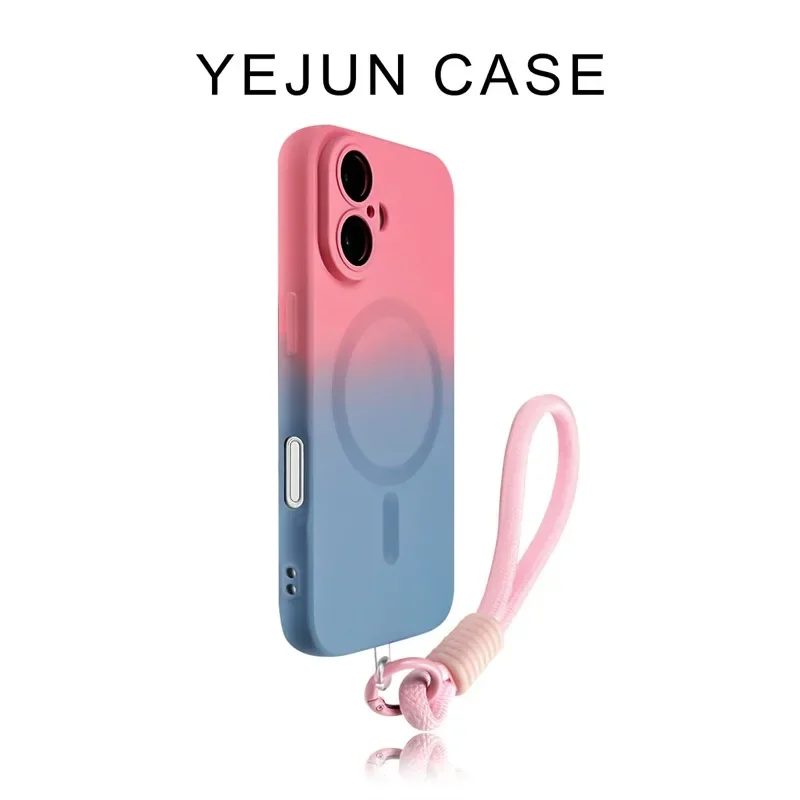 Luxury Gradient Phone Case with MagSafe Wireless Charging and Lanyard Attachment