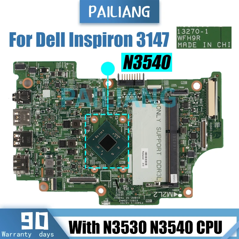 Placa-mãe Ddr3 para Dell Inspiron 11 3000 3147 132701 Wfh9r 0kw8rd 01 Ydtp N3530 N3540 Testado Completamente