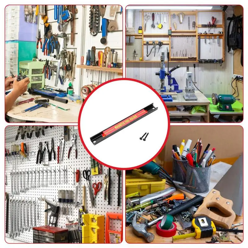 Tool Magnet Bar Large Capacity Wall Tool Holder Metal Bar For Garage Workshop Space Saving Organizer For Automotive