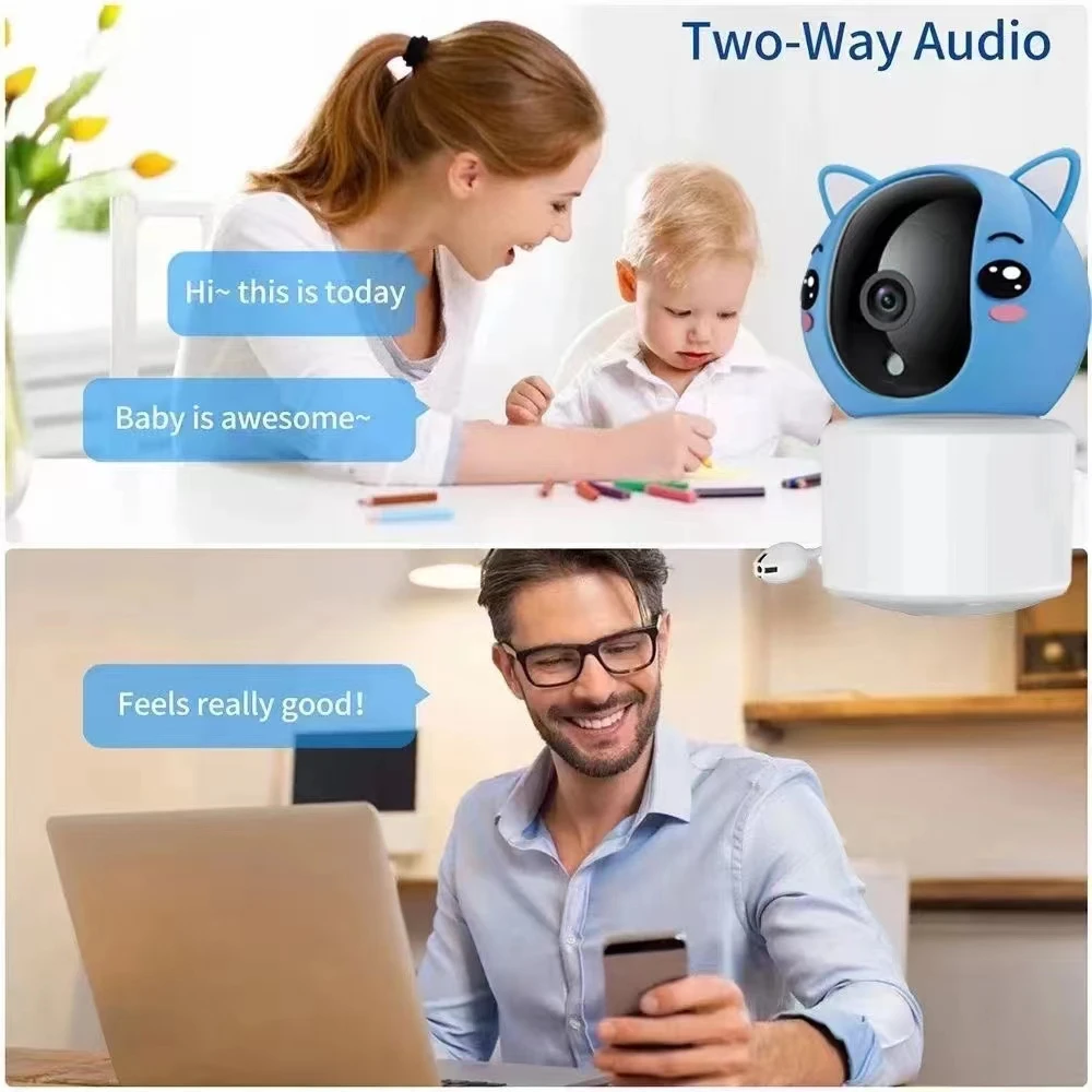 2MP 1080P Tuya APP Wireless PTZ IP Camera Temperature Display Lullaby Baby Monitor Intercom Crying Alarm Babysistter Nanny Cam security camera,wireless baby monitor,video baby monitor