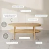 Sonia Coffee Table with Storage Shelf, Light Wood/Rattan 4