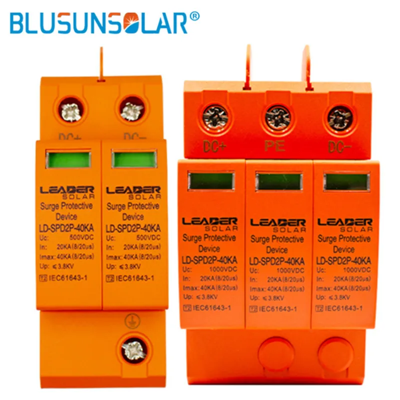 2P 3P DC Surge Protector PV SPD 500V 1000V System Used 20KA 40KA  SPD With PE Lightning Protect Wind Generator Solar