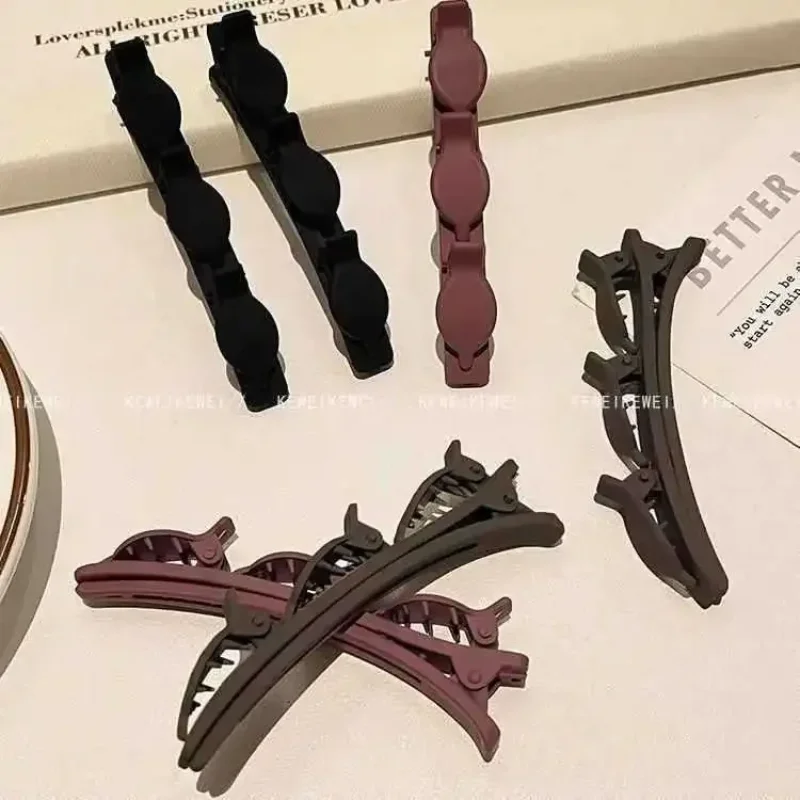 Princess Style Double Layer Hair Comb Women's Side Parting Fringe Hair Clip Pure Color Lazy Girl Two Tone Hair Accessories