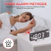 New LED Mirror Projection Alarm Clock Electronic Table Clock Bedside Desk Clock Temperature Date Display Snooze Alarm Clock 2