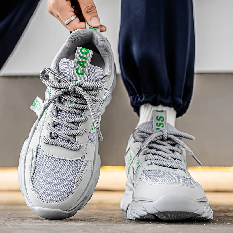 Men's Breathable Sports Walking Shoes, Casual Lace-Up Sneakers, Lightweight Eva Soles for Everyday Use in All Seasons - Outdoor Shoes for Fabric Upper and Eva Insole