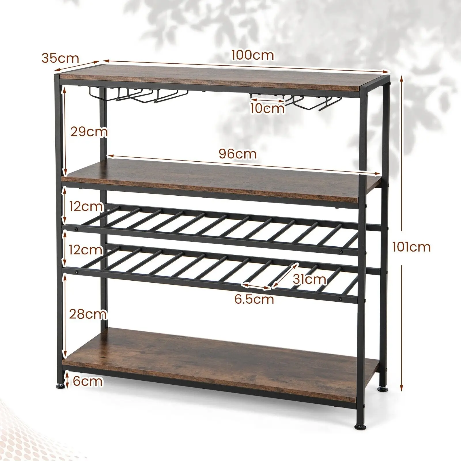 GOFLAME 5-tier Wine Rack Table Freestanding Bar Wine Racks With 4 Rows ...