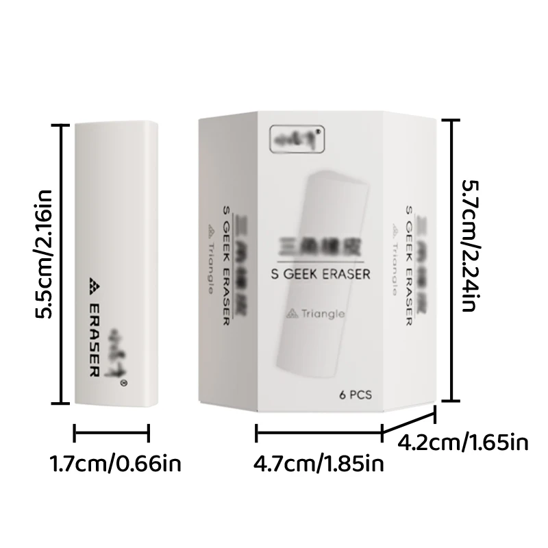 Pencil Eraser 6 Pieces Triangle White Soft Pencil Eraser for Writing Drawing