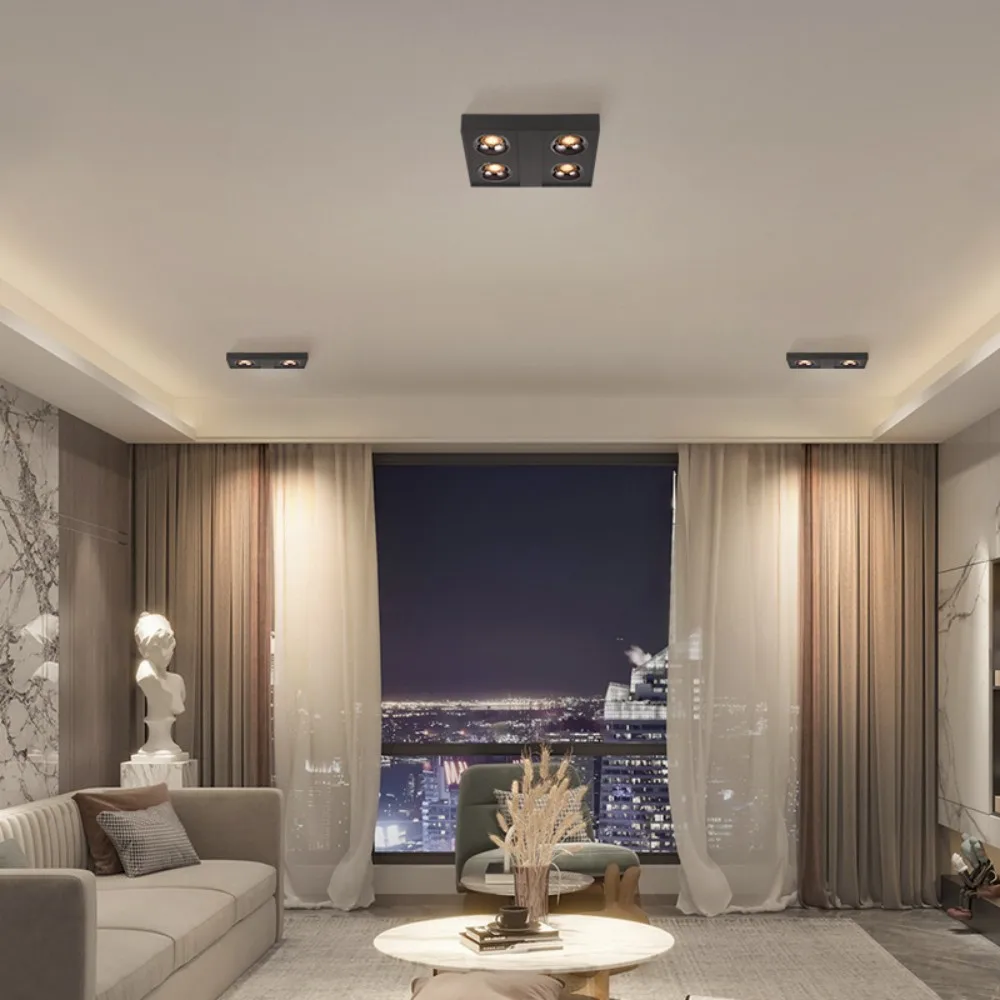 Square LED Ceiling light COB Spotlights Dimmable 12W15W 1-2-4 head chip Anti-glare Downlight Ceiling Lamp 85-265V Home business led downlight recessed ceiling spotlight ceiling lamps