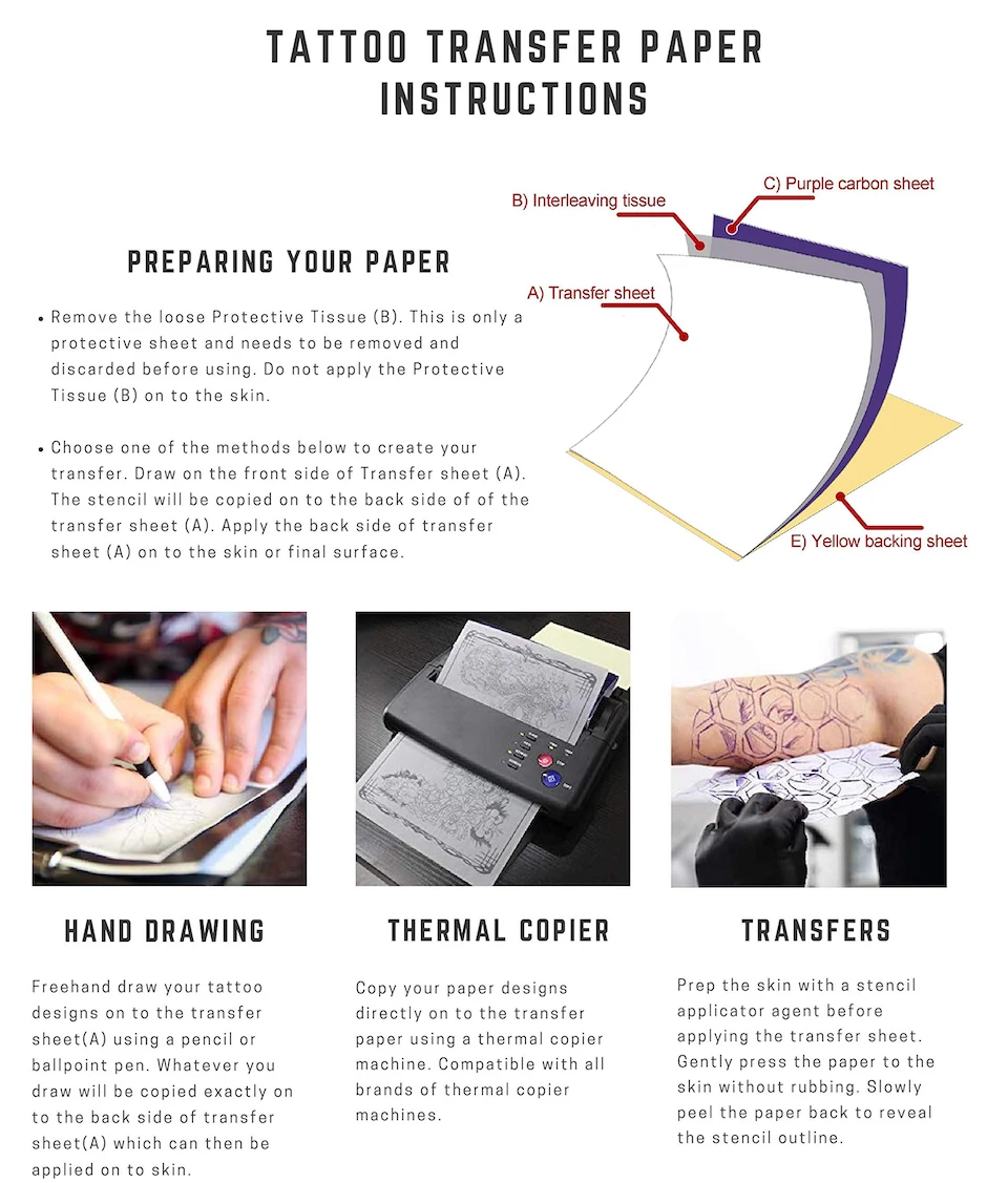 100/200 Sheets 4 PLY Spirit Master Tattoo Transfer Paper For Tattoo Supply  Stencil Carbon Thermal Tracing Copier Paper A4 Size| | - AliExpress