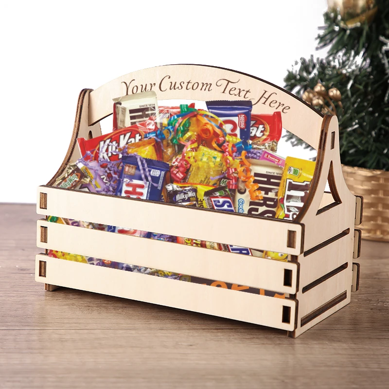 

Custom party candy basket decoration wedding Personalized wood candy basket wedding table decoration