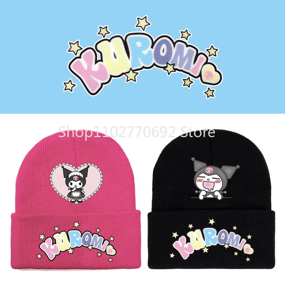 

New Sanrio Cartoon Hello Kitty Kids Knitted Hat Kuromi Winter Warm Adult Beanie Cap Cinnamoro My Melody Anime Pattern Cap Gift