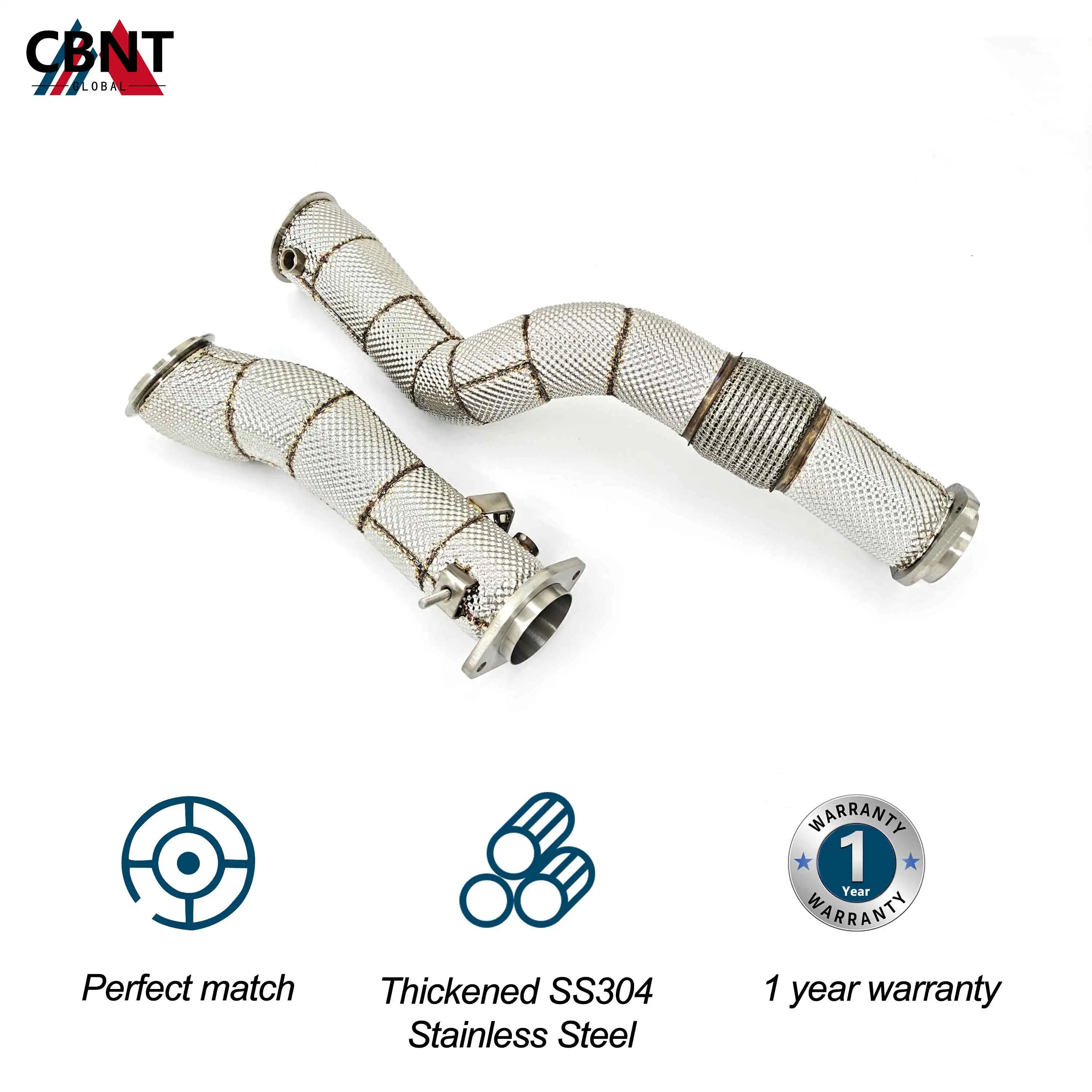 CBNT Exhaust Pipe For G80 M3 G82 M4 G87 M2 S58 3.0T Downpipe High Flow Performance SS304 Exhaust Header with Heat Shield
