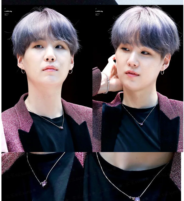 2022 Korean Wave New SUGA Min Yoongi Peach Heart Necklace