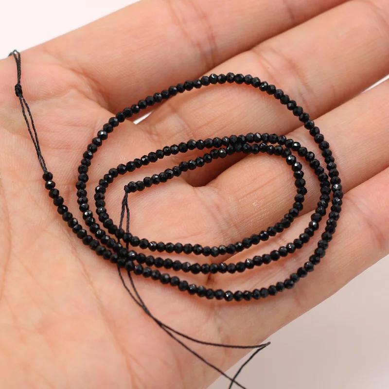 2mm Black Natural Semi-Precious Stone Spinel Loose Bead