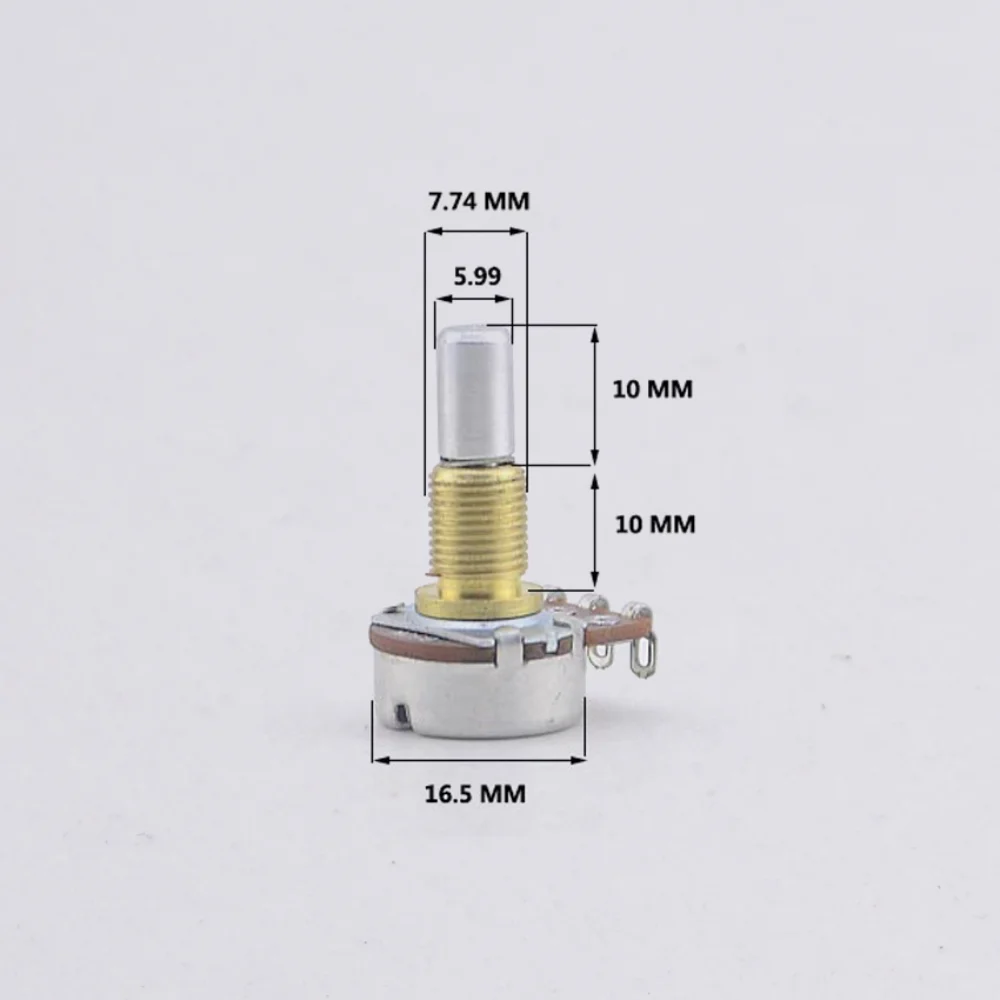 B50K/B100K Brass Bushing Solid Shaft Balance Potentiometer(POT) 1 Piece With Center Detent For Electric Bass