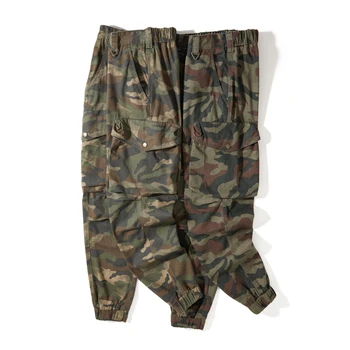 Pantaloni Cargo Harem da Uomo Camouflage Vestibilità Larga Jogger Affusolati Multitasche Casual Outdoor in Cotone Vintage con Pieghe Frontali