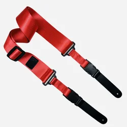 Nylon Guitar Strap - Lightweight, Adjustable, Anti - Slip, Soft & Durable with Quick Release Clips (Red)