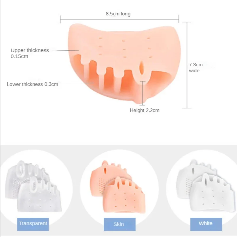 Forefoot Pads Toe Separator Cushion Pads Silicone Orthotics Protector Pain Relief Insoles Toe Hallux Valgus Corrector Gel Pads