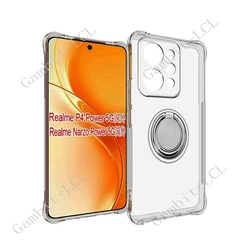 Enhanced Phone Cover with Back Ring Holder Bracket - Soft TPU Silicone Case for Realme Narzo Power (Ring Case Clear)