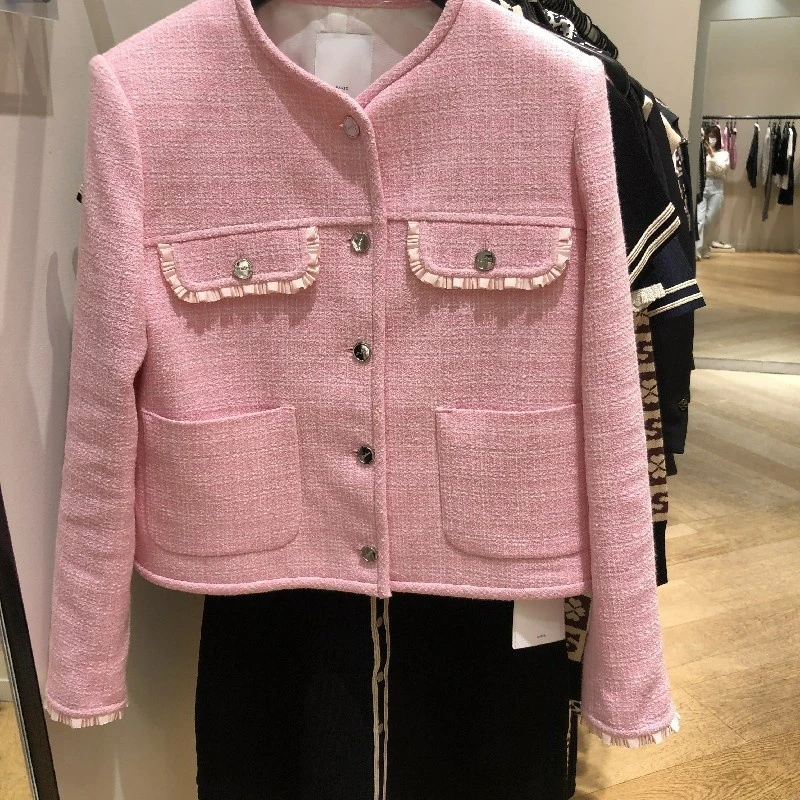 

2022 New Ladies Pink Coat Long Sleeve Casual Elegant Office Ladies Coat