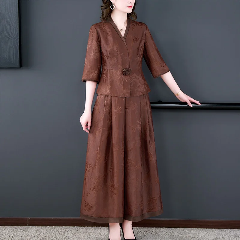 

Women's Elastic Waist Pants Sets, Mom's Sets, Mummy Pants, Large Sets, New, High-Quality, Korean