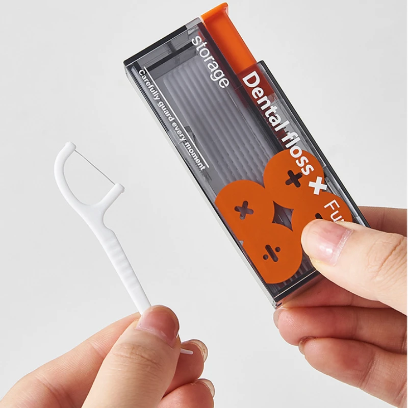 Dental Floss Dispenser Portable Floss Dispenser Includes 10Pcs Floss Automatic Ejectable Organiser Oral Care Press-on Disposable Flossing Sticks