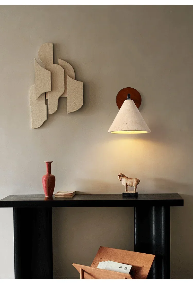 Natural Stone Travertine Wall Lamp Sconce Image 4