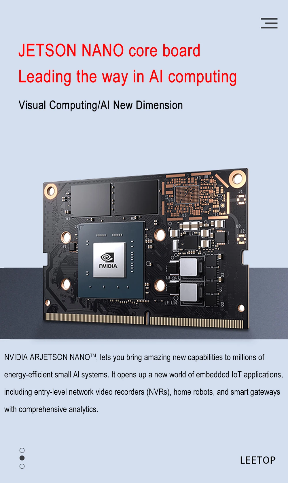 Leetop NVIDIA Jetson Nano B01 Develop Kit 128-Core Maxwell Quad-Core ARM A57 CPU