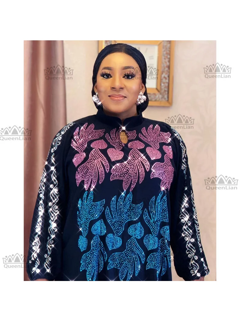 

2023 New Oversize African Loose Design Diamond Dress For Lady (GLZUAN1#)