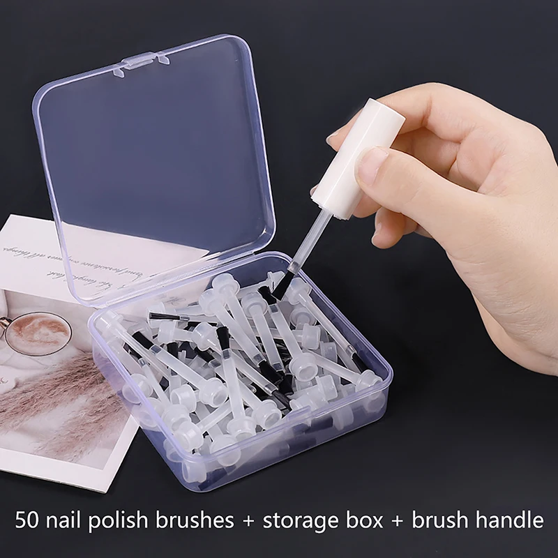 50PcsBoxDisposableNailPolishBrushBottleReplacementArtLiquid