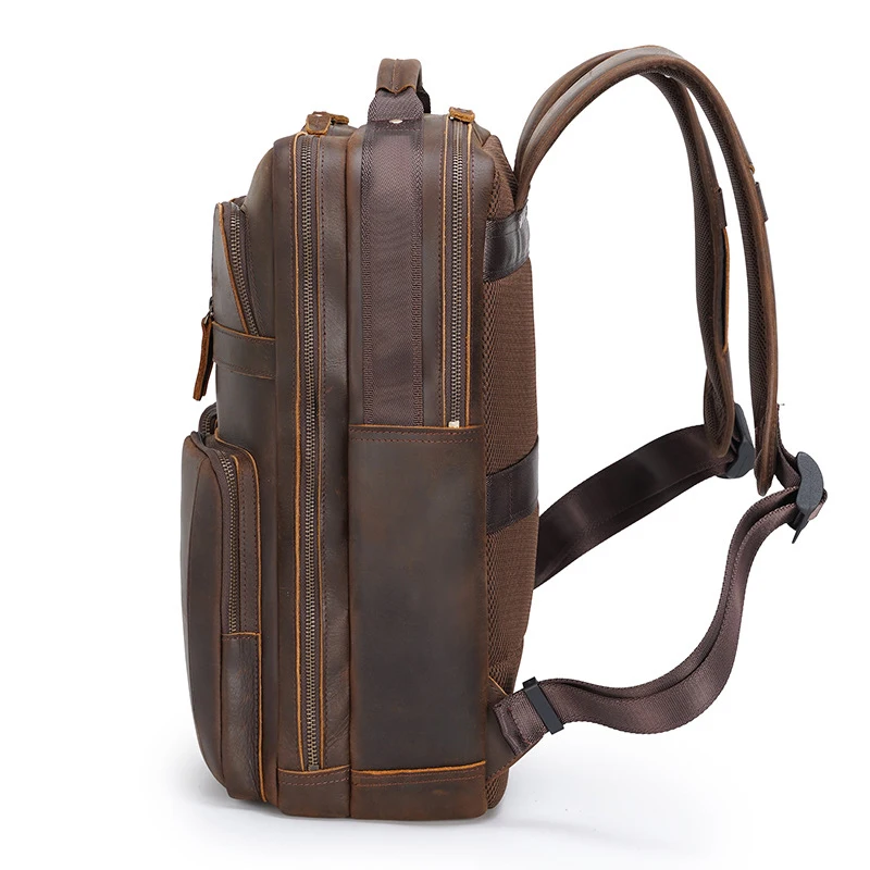  Brown Backpack 17 Inch Large Capacity Multifunction