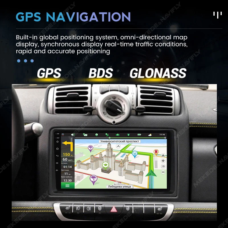 MEKEDE 안드로이드 13 자동 Bilradio 스테레오 2Din 메르세데스 벤츠 Smart Fortwo 451 2006-2009 CarPlay WIFI 멀티미디어 비디오 플레이어 BT