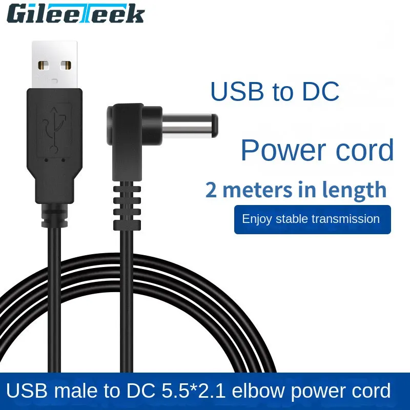 2 Cavi Di Alimentazione USB 90 Cm – 5,5 Mm X 2,1 Mm, 5V 2A, Per Fotocamera, Router, Altoparlante, Power Bank, Nero